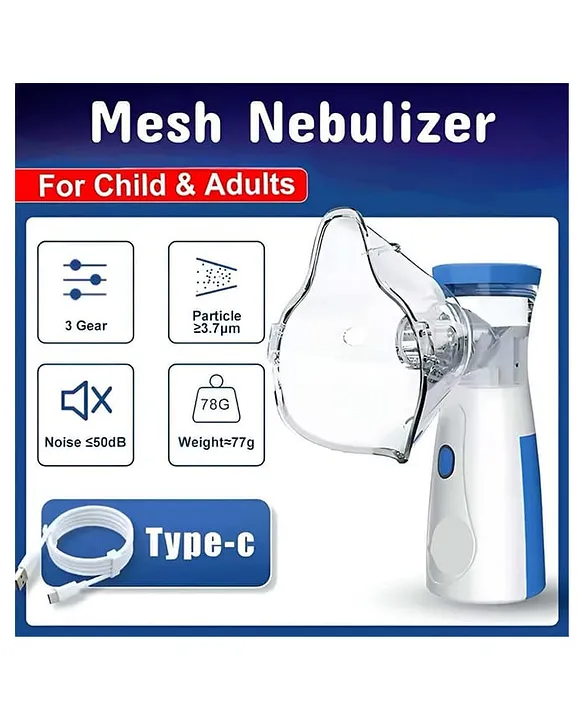 Portable Mesh Nebulizer – Silent Ultrasonic Inhaler for Adults & Kids | Type-C Rechargeable